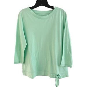 Kim Rogers Perfectly Soft Women's M Medium Mint Green Top 3/4 Sleeve Tie Bottom